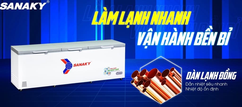 Dàn lạnh bằng đồng bền bỉ dẫn nhiệt tốt, làm lạnh cực nhanh chóng