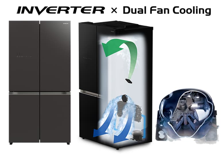 Tủ lạnh Hitachi 638 Lít 4 cửa Inverter WB640VGV0(GMG)
