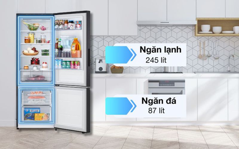 Thiết kế hiện đại, dung tích 332 lít thích hợp sử dụng cho mọi gia đình Thiết kế hiện đại, dung tích 332 lít thích hợp sử dụng cho mọi gia đình