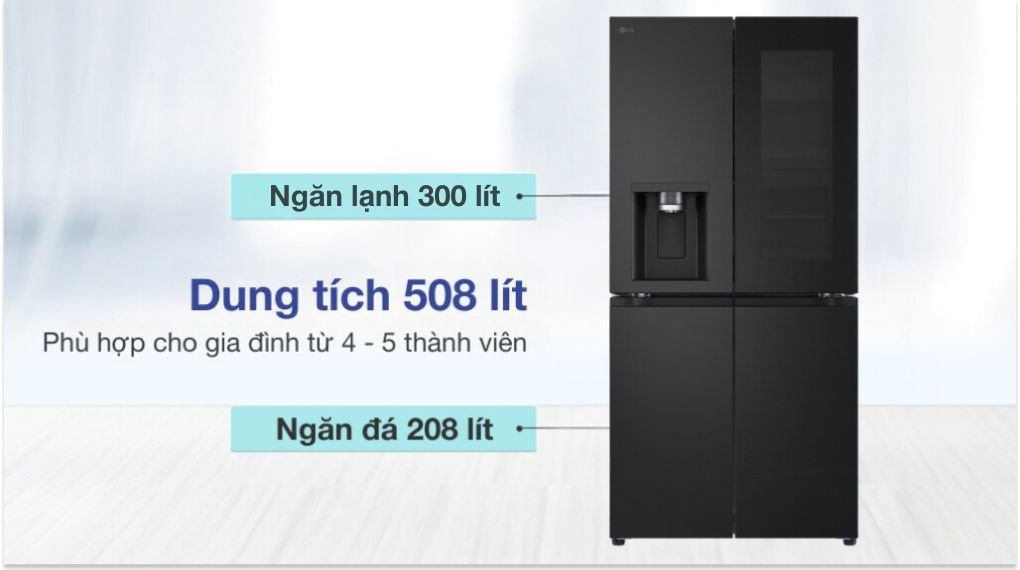 Tổng dung tích 508 lít phục vụ mọi nhu cầu sử dụng của các gia đình