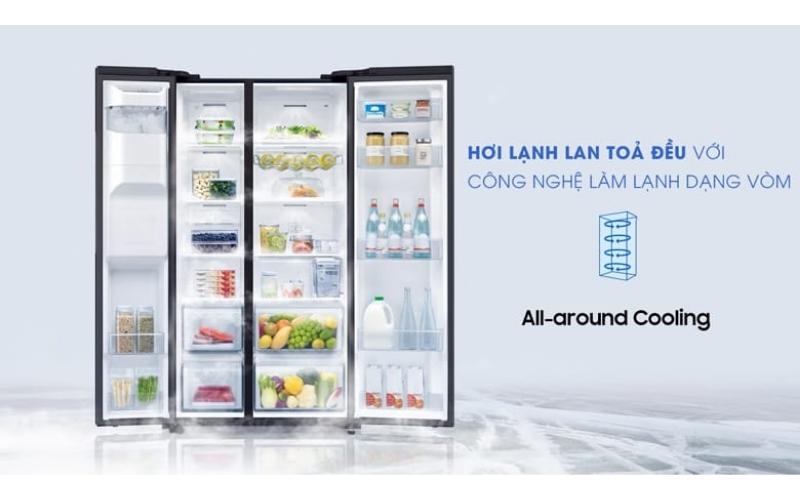 Công nghệ All-around Cooling phân bổ khí lạnh đều, giúp thực phẩm luôn tươi mới Công nghệ All-around Cooling phân bổ khí lạnh đều, giúp thực phẩm luôn tươi mới