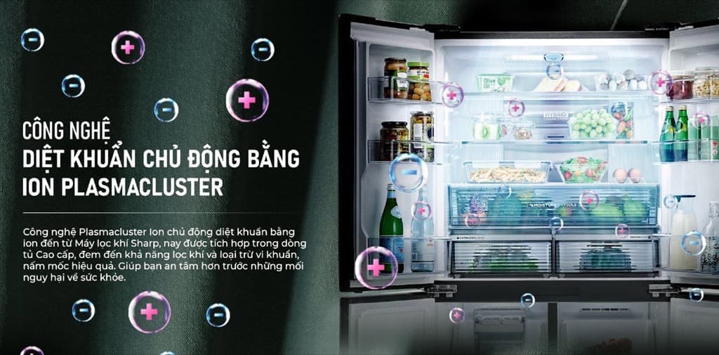 Tủ lạnh Sharp Inverter 525L 4 cửa SJ-FXP600VG-BK Tủ lạnh Sharp Inverter 525L 4 cửa SJ-FXP600VG-BK