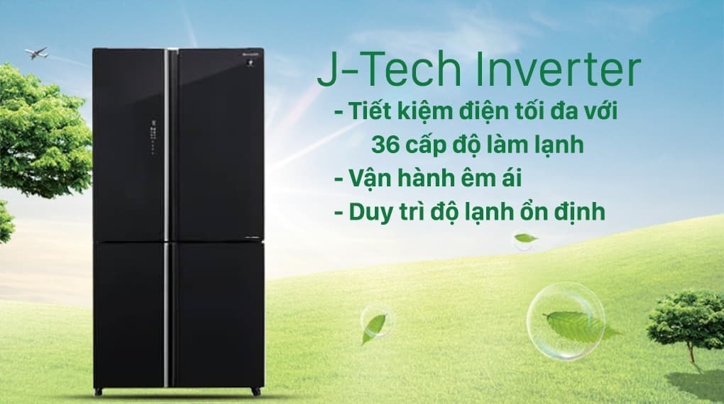 Tủ lạnh Sharp Inverter 525L 4 cửa SJ-FXP600VG-BK Tủ lạnh Sharp Inverter 525L 4 cửa SJ-FXP600VG-BK