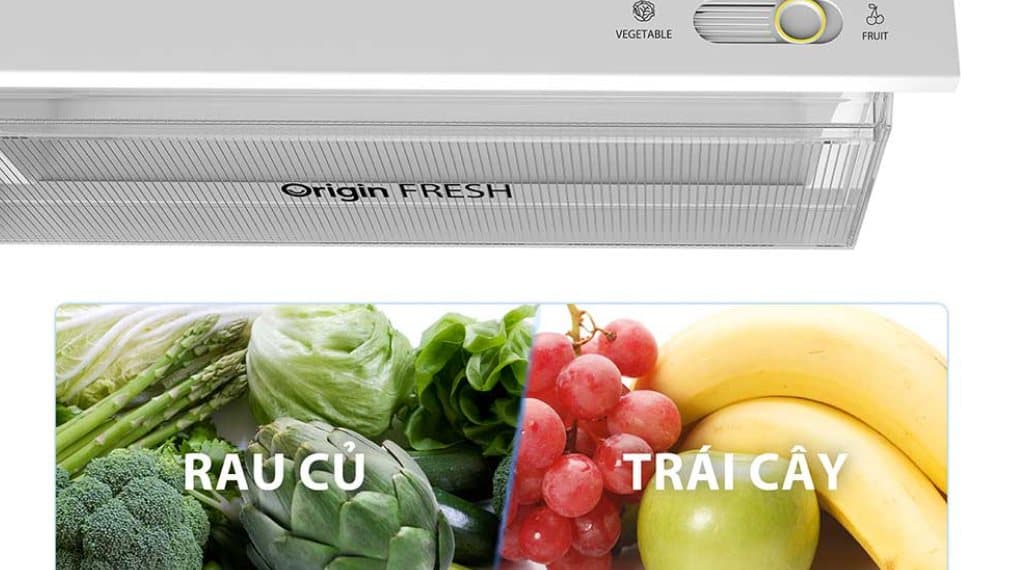  Công nghệ Origin Fresh duy trì độ ẩm từ 60 - 80% cho rau củ luôn tươi xanh