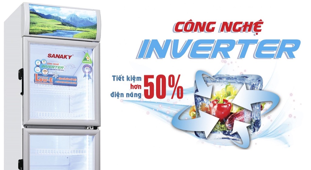 Tủ mát Sanaky 210 Lít 2 cửa Inverter VH-218W3L