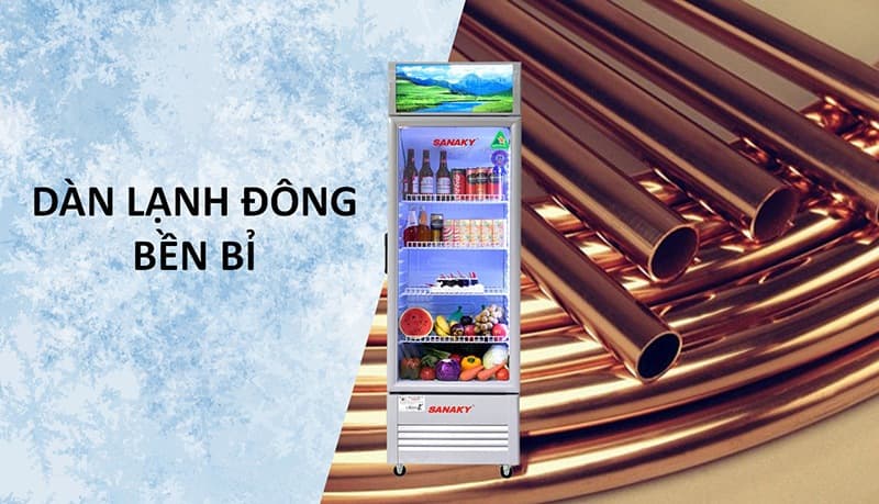 Dàn lạnh đồng nguyên chất dẫn nhiệt nhanh, vận hành êm bền bỉ