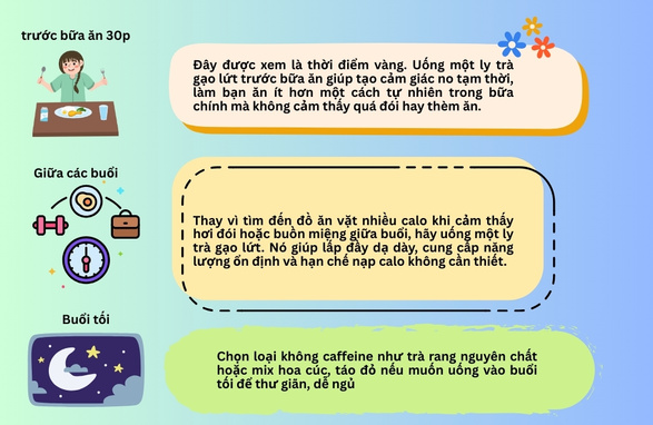 uống trà gạo lứt vào thời điểm nào tốt nhất