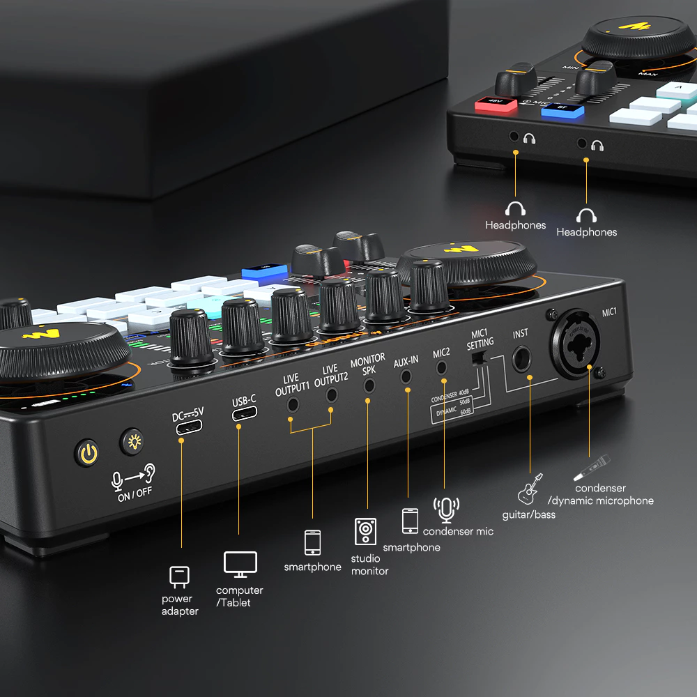 Bộ micro điện dung card âm thanh MAONO AME2 studio nguồn điện Phantom hỗ trợ live/ghi âm