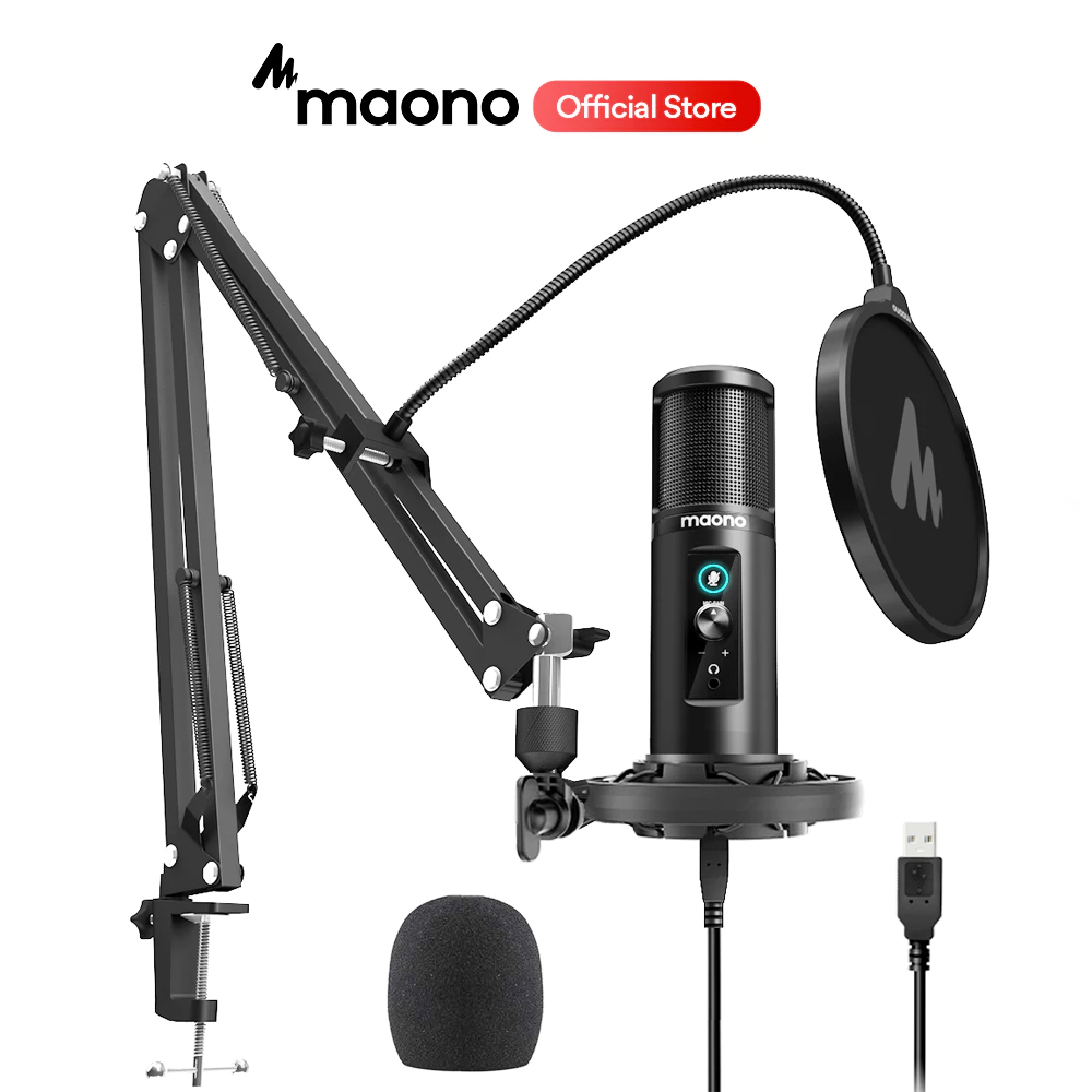 Micro Thu Âm Chuyên Nghiệp Maono AU-PM422 192KHZ / 24BIT Có Một Nút Tích Hợp Mic