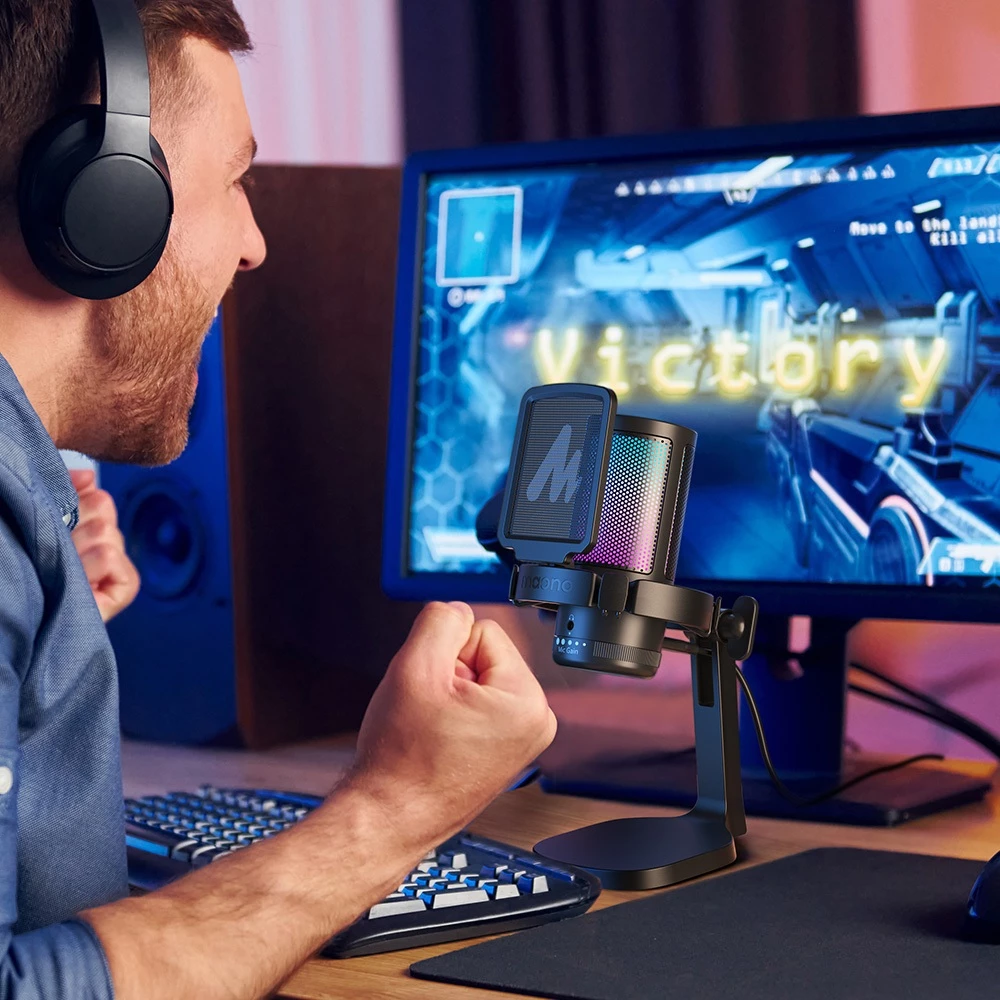 Micro thu âm MAONO DGM20 RGB USB Condenser với độ điều chỉnh lớn/chức năng thiết lập phần mềm cho PC/game/livestream