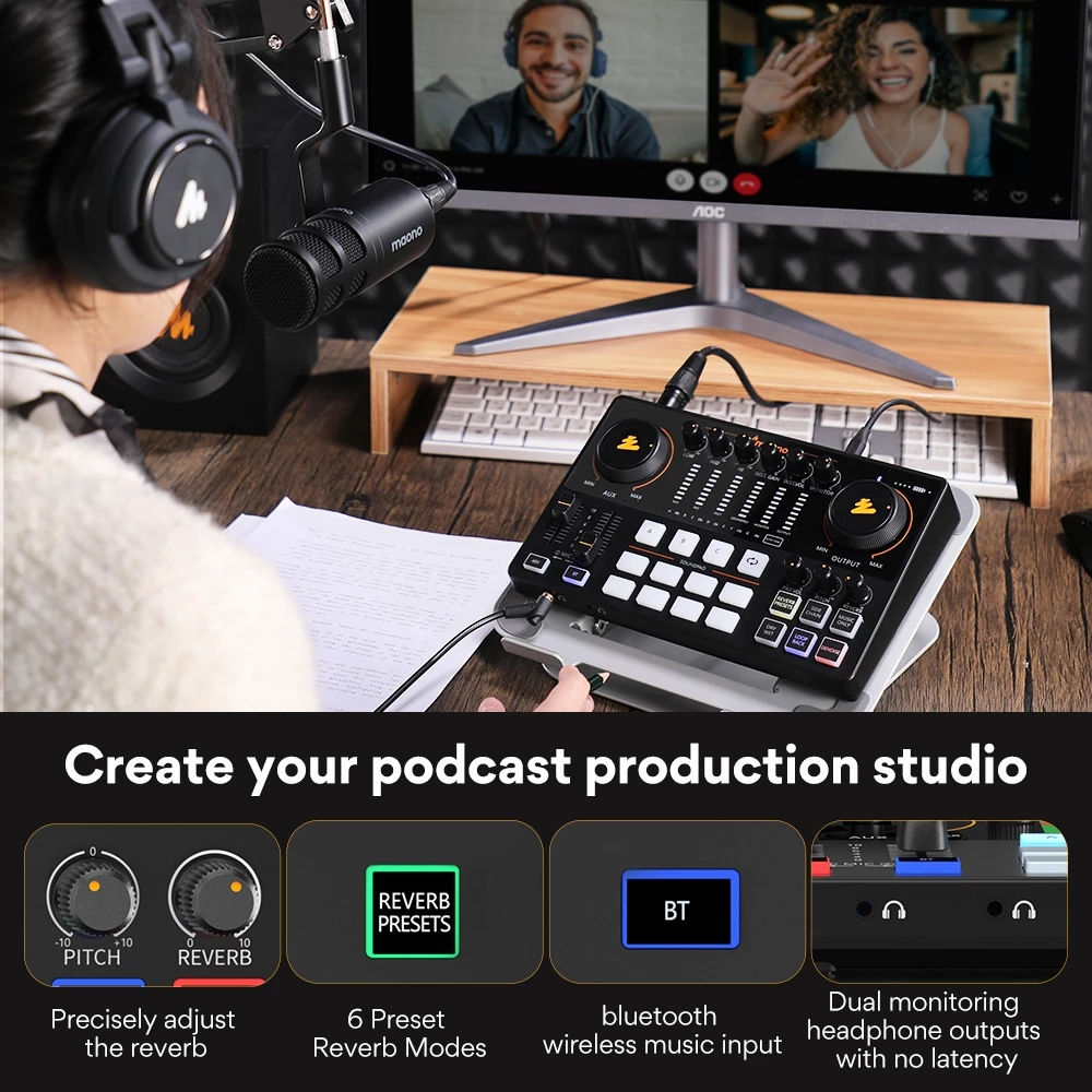 Bộ micro điện dung card âm thanh MAONO AME2 studio nguồn điện Phantom hỗ trợ live/ghi âm