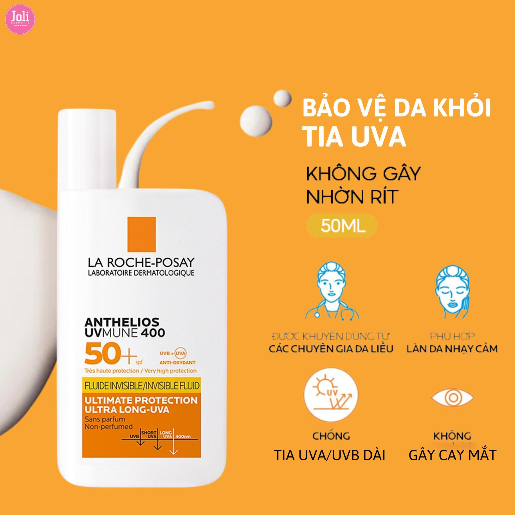 SỮA CHỐNG NẮNG LAROCHEPOSAY MỎNG NHẸ LÂU TRÔI GIÚP BẢO VỆ DA TỐI ƯU KHỎI TIA UVA DÀI ANTHELIOS UVMUNE 400 INVISIBLE FLUIDS