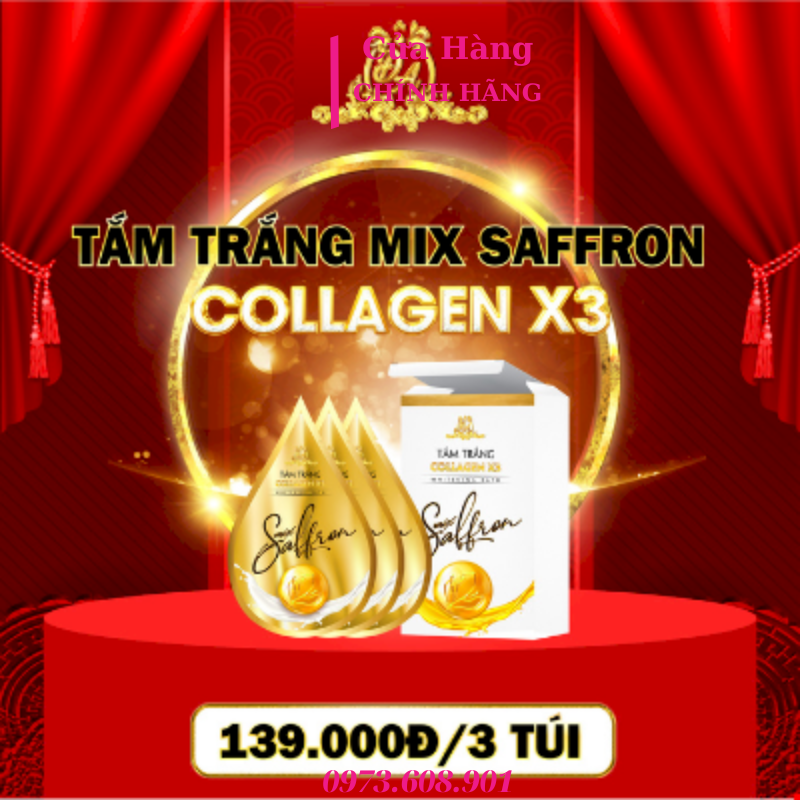 Tắm trắng Collagen X3 Mix Saffron