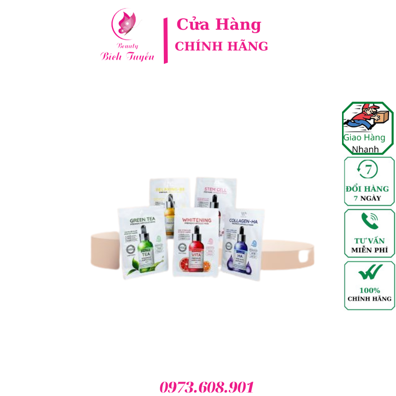 Mặt nạ trắng da cao cấp WSKIN Whitening Premium Ampoule Mask(1 miếng)