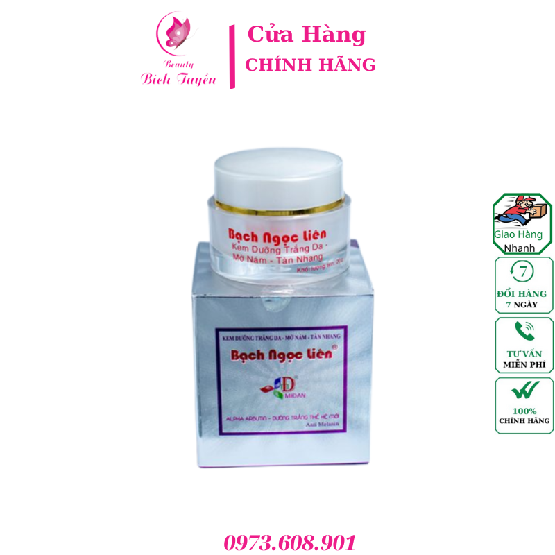 Kem dưỡng trắng da mờ nám Bạch Ngọc Liên (20g) thế hệ mới