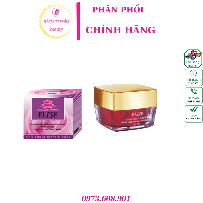 Kem ELISE  mụn trắng da chống nắng 20g