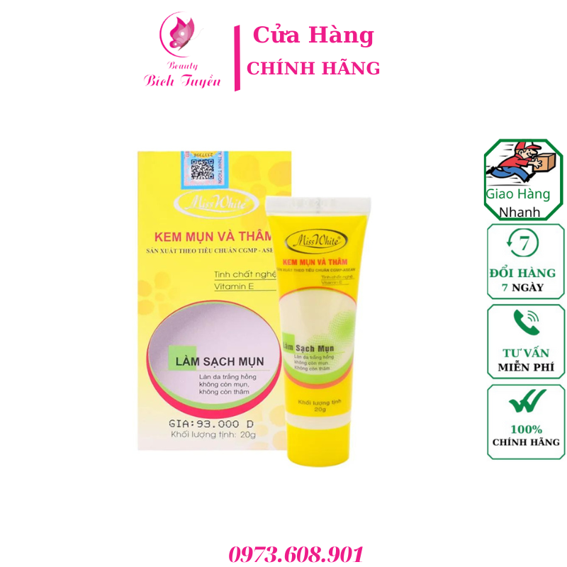 KEM MỤN VÀ THÂM – MISSWHITE – TIGON – 20G