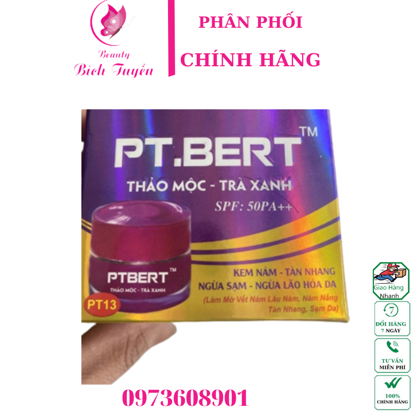 KEM PT.BERT NÁM - TÀN NHANG - NGỪA SẠM VÀ LÃO HÓA DA 10G