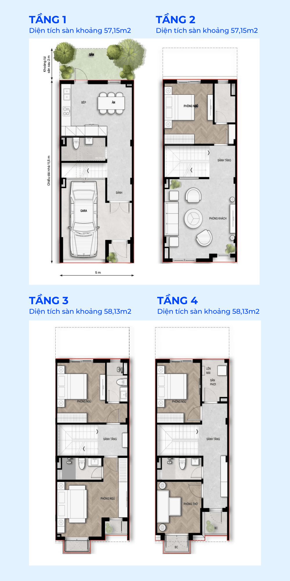 Mắt bằng điển hình căn Liền Kề 67,5m2 dự án Vlasta Thủy Nguyên