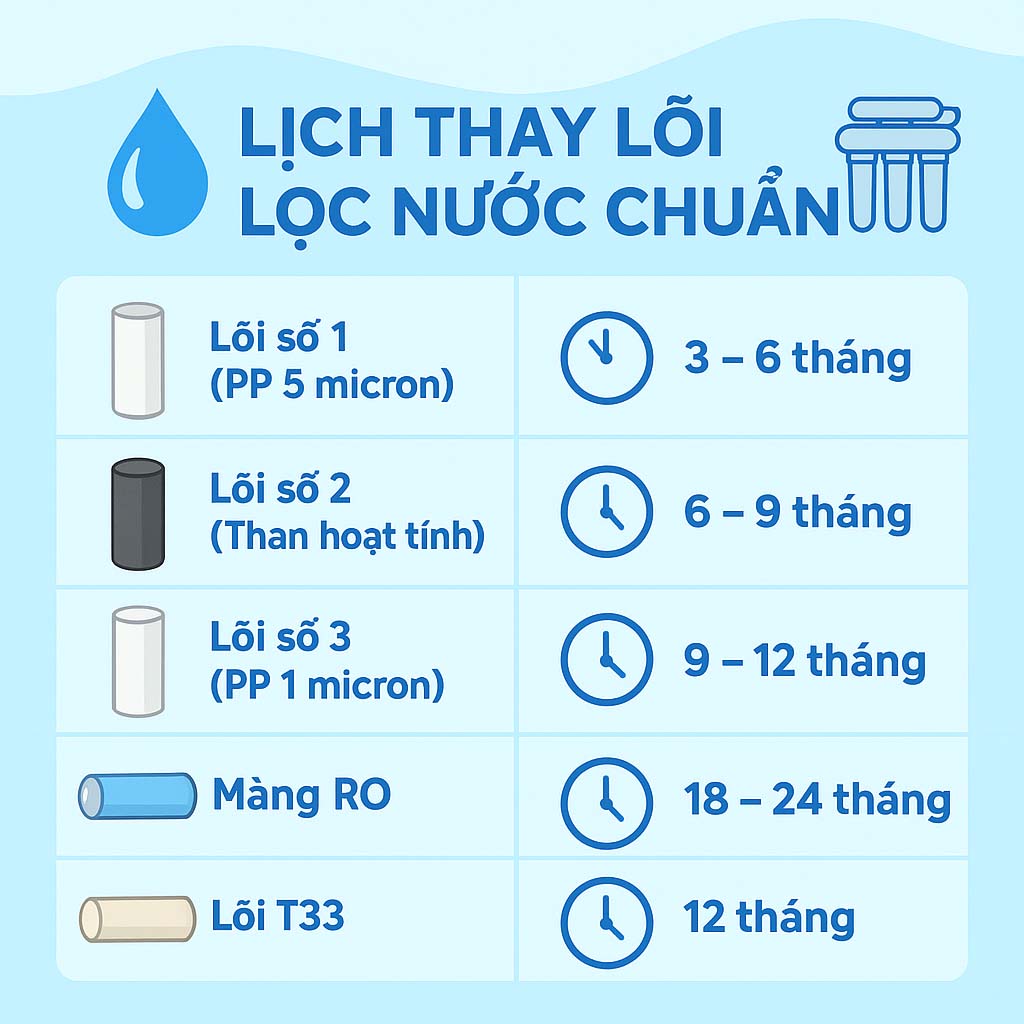 Bao lâu nên thay lõi lọc nước? Lịch thay chuẩn cho từng lõi bạn cần biết