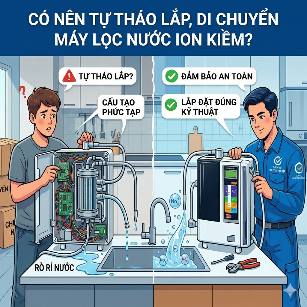 Di chuyển máy lọc nước ion kiềm: Nên tự làm hay gọi kỹ thuật?