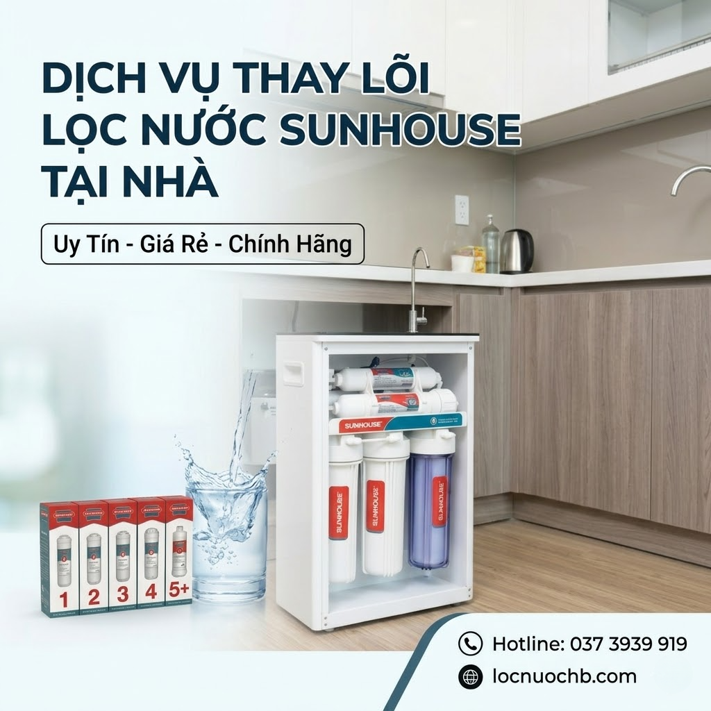 Dịch vụ thay lõi lọc nước SUNHOUSE tại nhà giá tốt nhất 2026