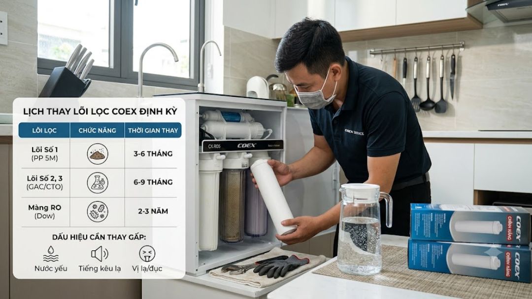 Lịch thay lõi lọc nước Coex chuẩn từ nhà sản xuất