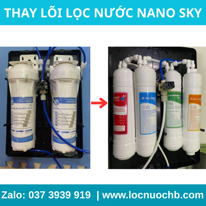 Thay lõi lọc nước Hàn Quốc cho máy lọc nước Nano Sky tại nhà giá rẻ