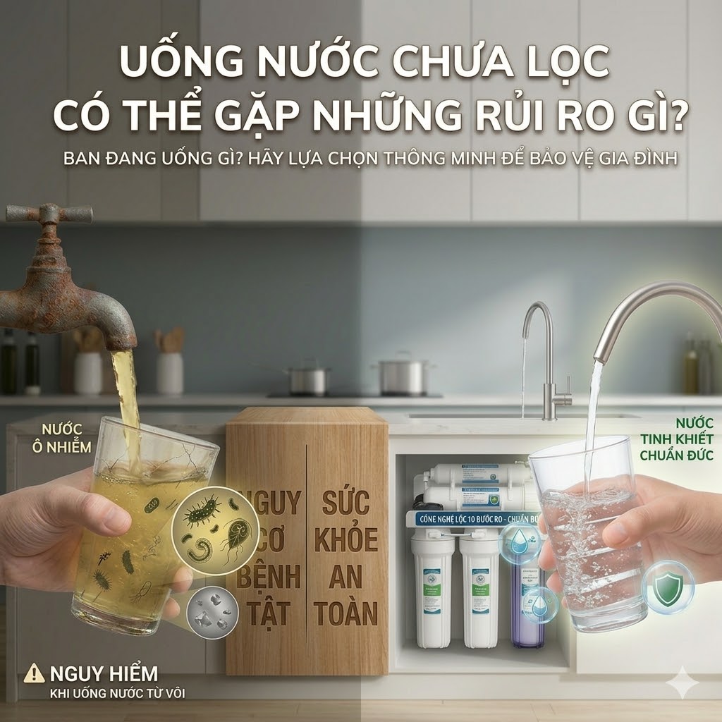 Uống nước chưa qua lọc có thể gặp những rủi ro?