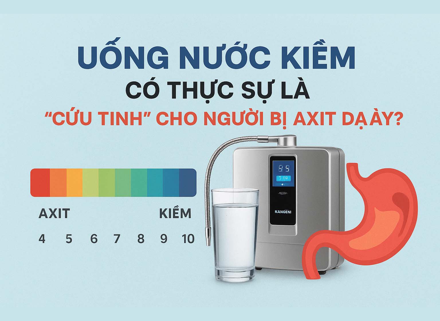Uống nước kiềm từ máy lọc có thực sự giúp giảm nguy cơ axit dạ dày?