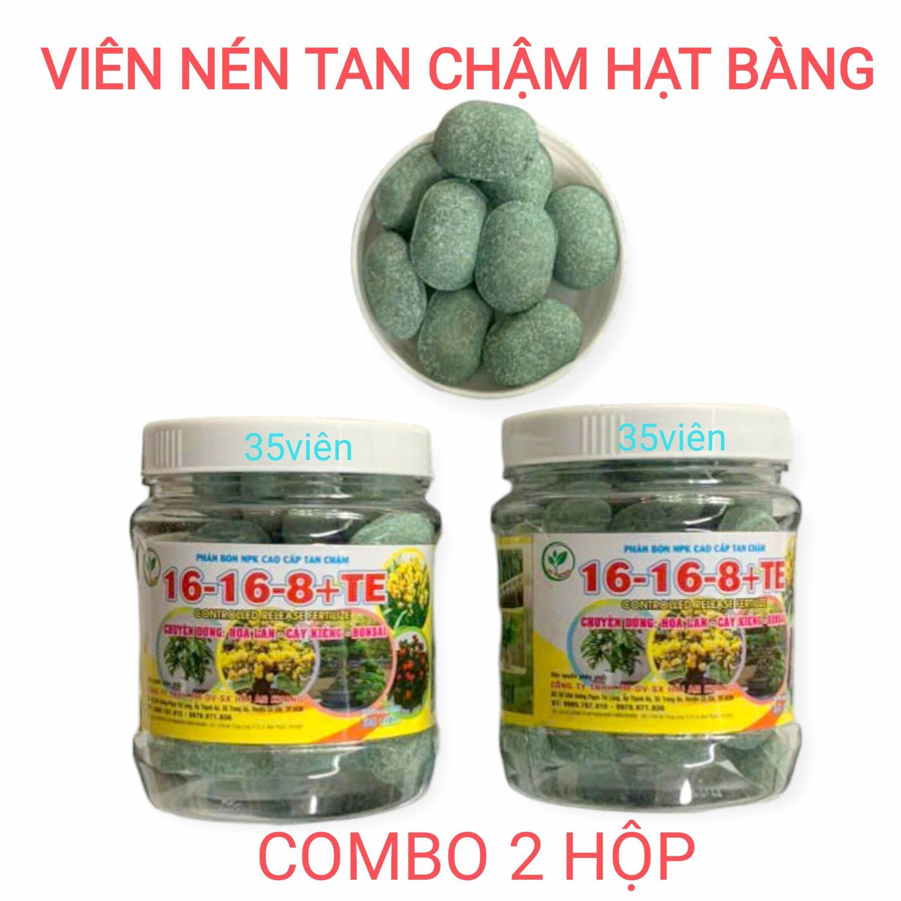 Phân tan chậm hạt bàng 35 viên NPK 16-16-8 dùng cho mọi cây trồng