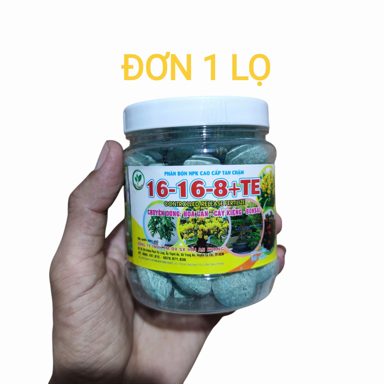 Phân tan chậm hạt bàng 35 viên NPK 16-16-8 dùng cho mọi cây trồng