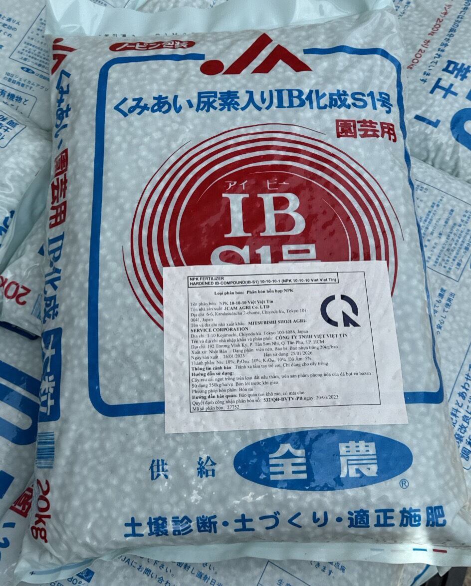 Phân hạt sỏi Nhật Bản NPK 10-10-10 bao 20ký
