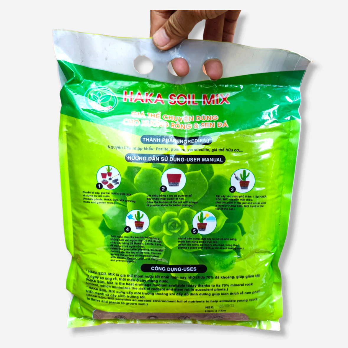Giá thể trồng Sen Đá, Xương rồng Haka Soil Mix cao cấp gói 2ký
