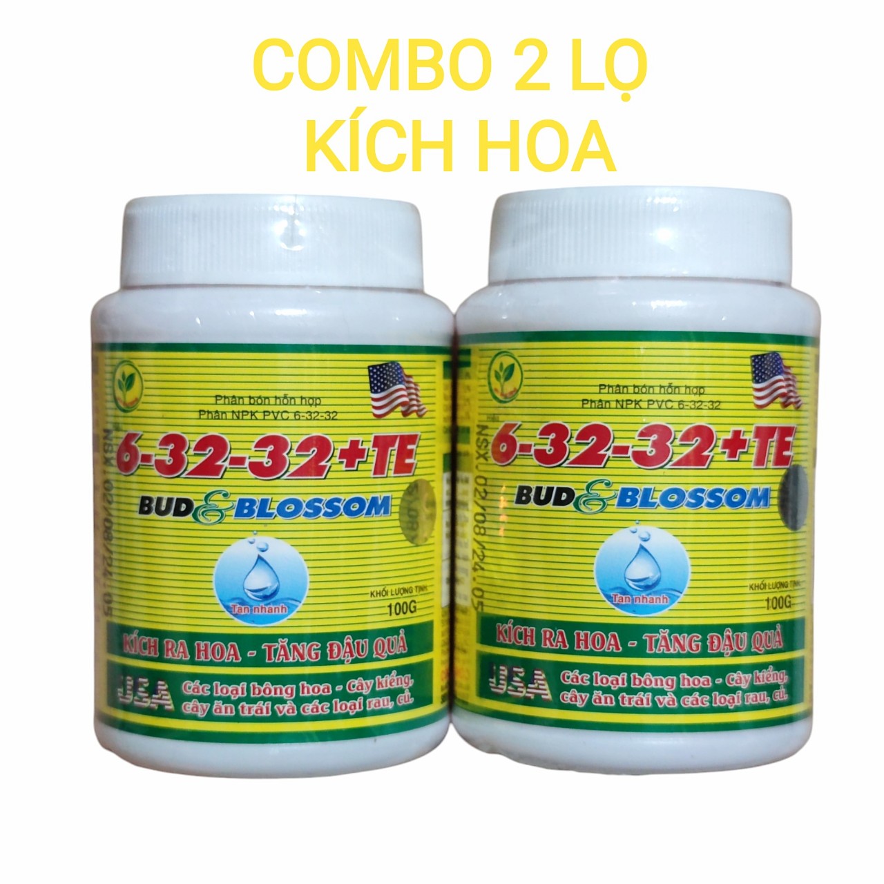 Phân bón kích hoa NPK 6.32.32 dùng cho mọi cây trồng, lọ 100gr