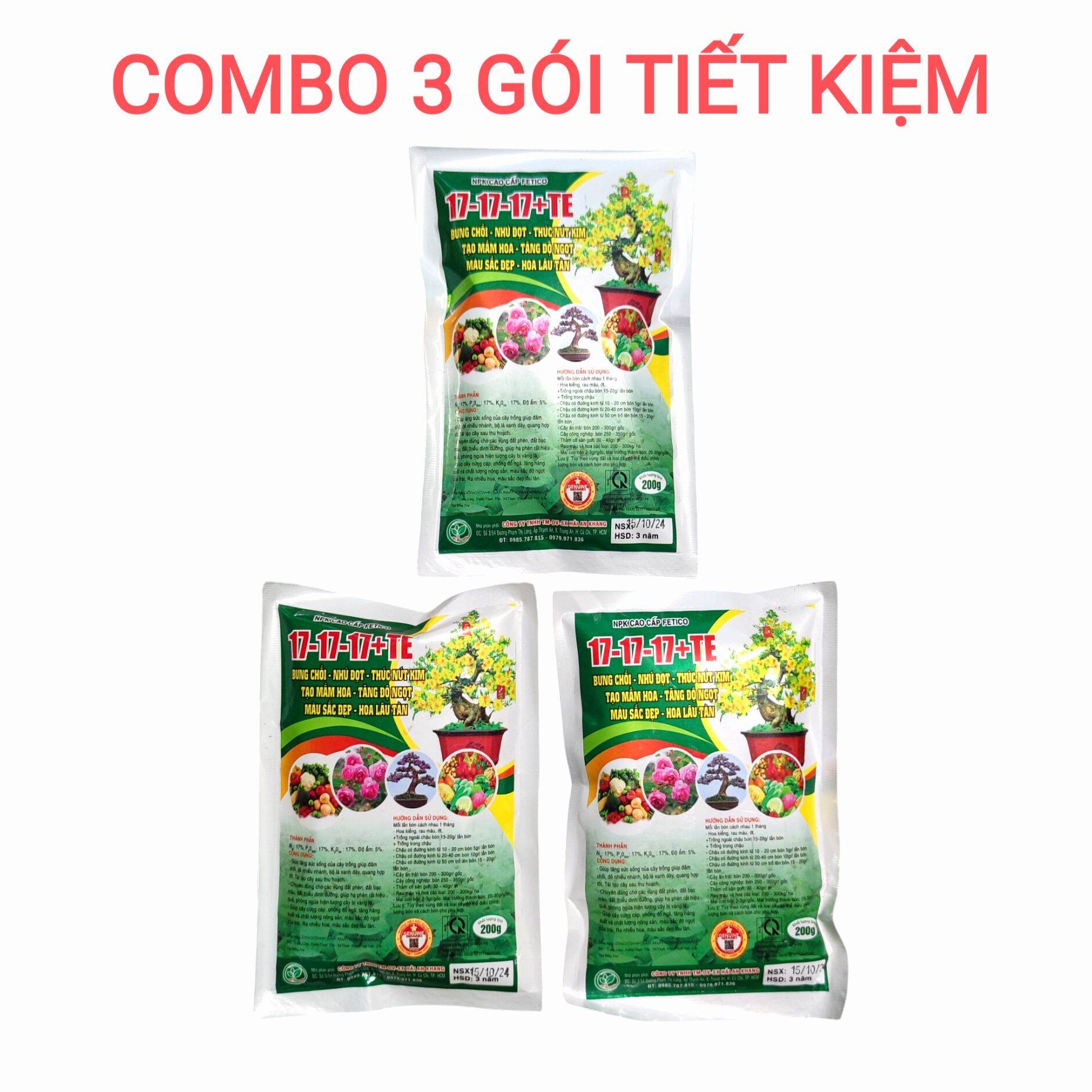 Phân tan nhanh 200g - Npk 17-17-17 dinh dưỡng đầy đủ cho mọi cây trồng
