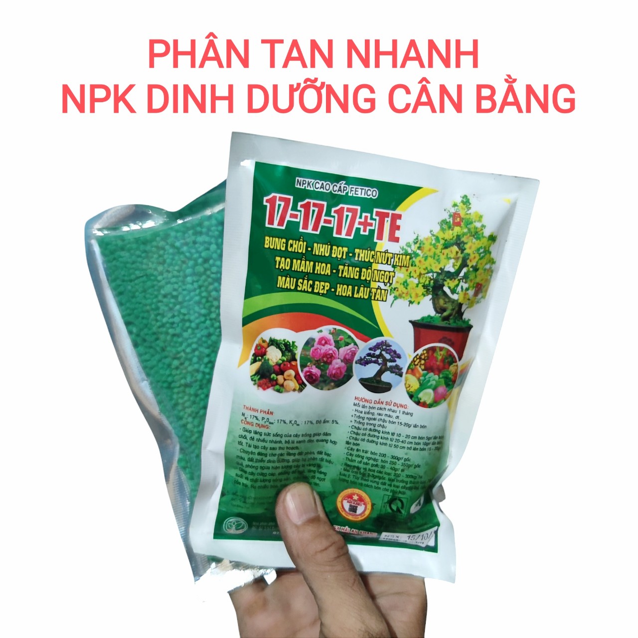 Phân tan nhanh 200g - Npk 17-17-17 dinh dưỡng đầy đủ cho mọi cây trồng