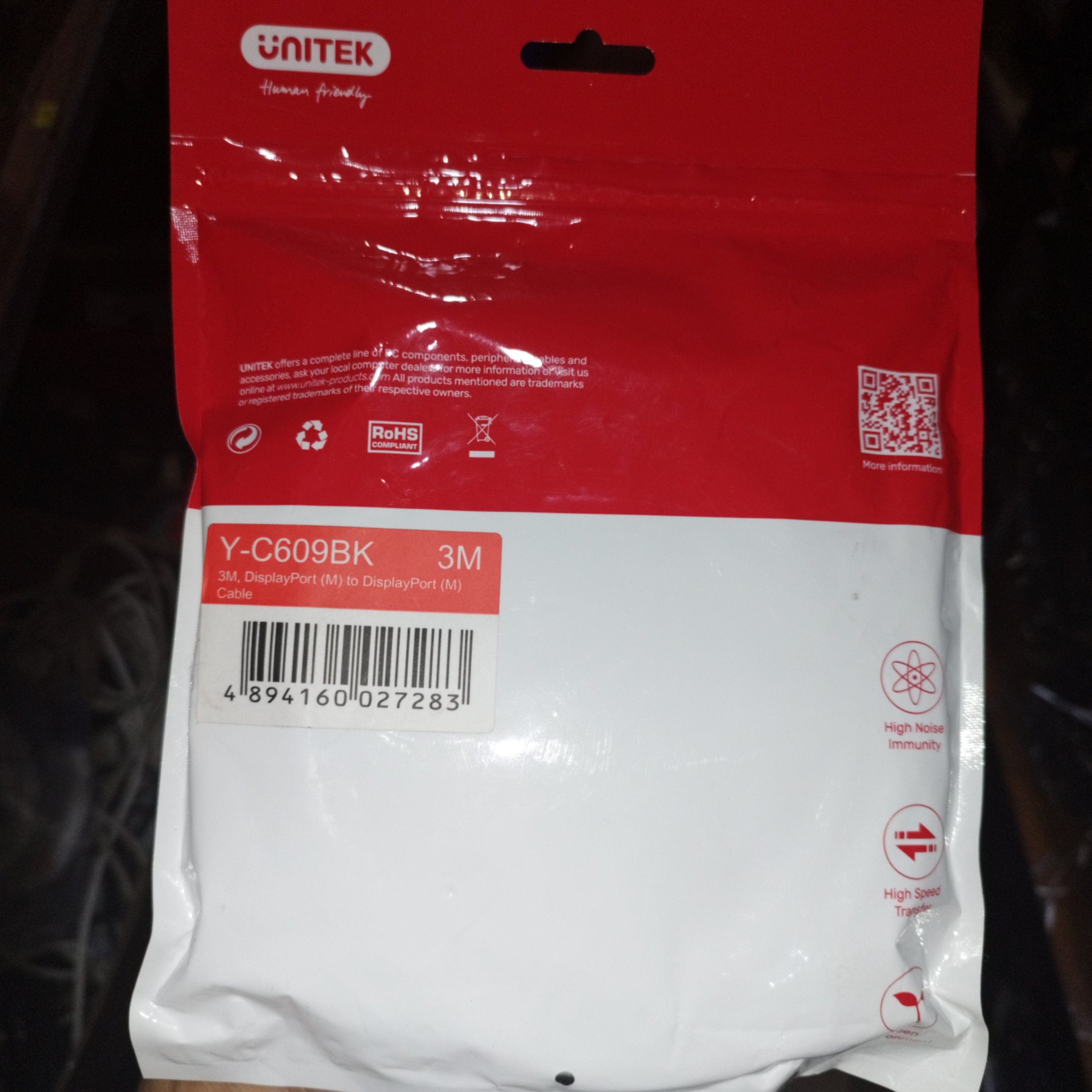 Cáp Display Port Unitek 3M Y-C609BK