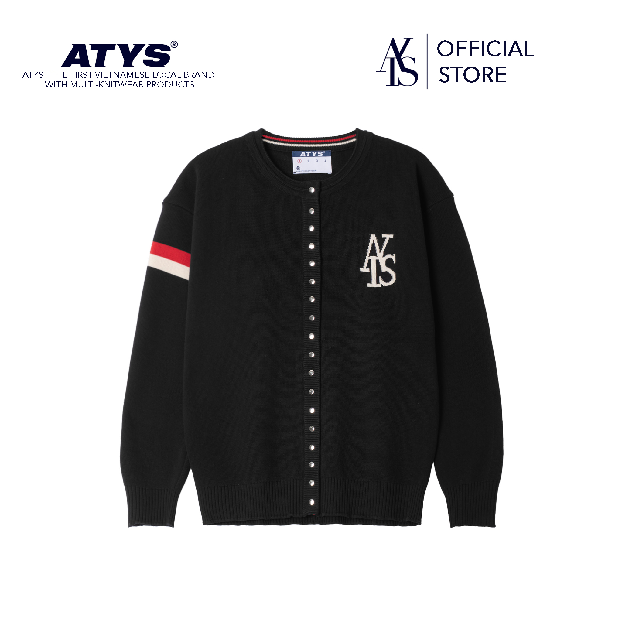 ATYS® TRICOLOR SNAP BUTTON CARDIGAN