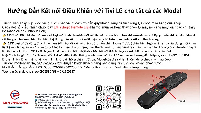 Hướng Dẫn Kết nối Điều Khiển với Tivi LG cho tất cả các Model