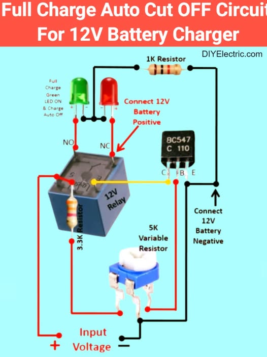 Sạc Full Charge tự động ngắt cho sạc pin 12v-Full Charge auto cut off ciruit for 12v battery charger
