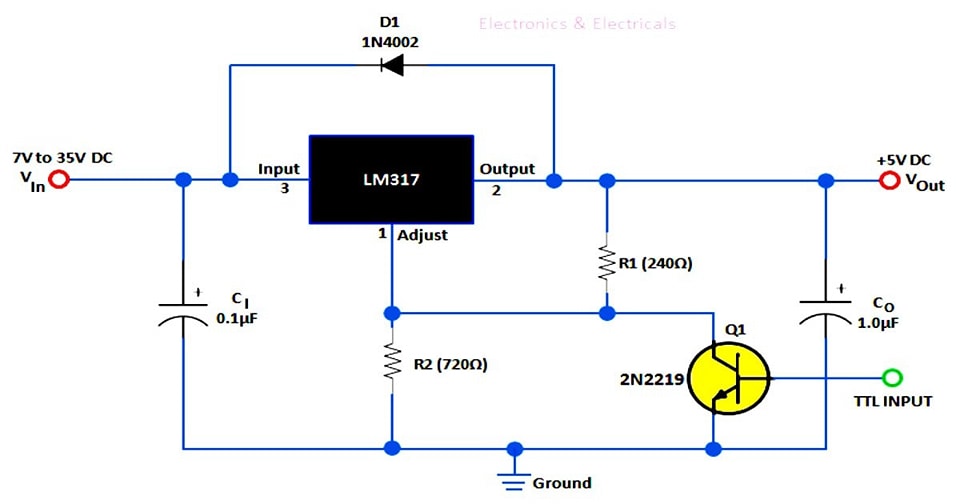 LM317 như một bộ điều chỉnh 5V với Đóng điện tử: