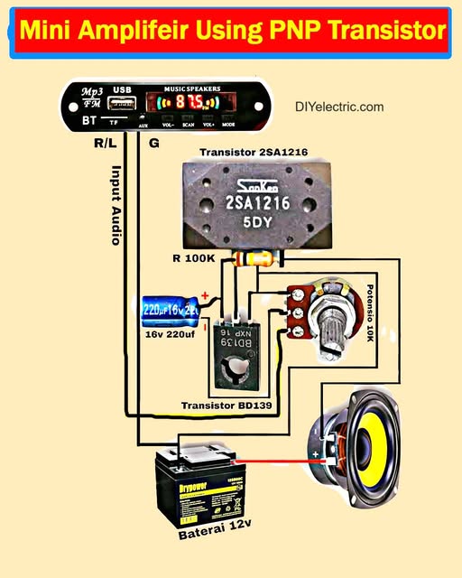 mini amplifier using pnp transistor