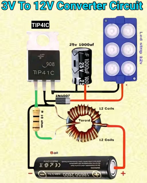 3V To 12V Converter Circuit -Mạch chuyển đổi 3V đến 12V
