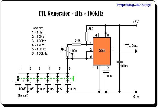 một mạch tốt khác dựa trên 555, lý tưởng để có một máy dao động đẹp trong xưởng để thử nghiệm