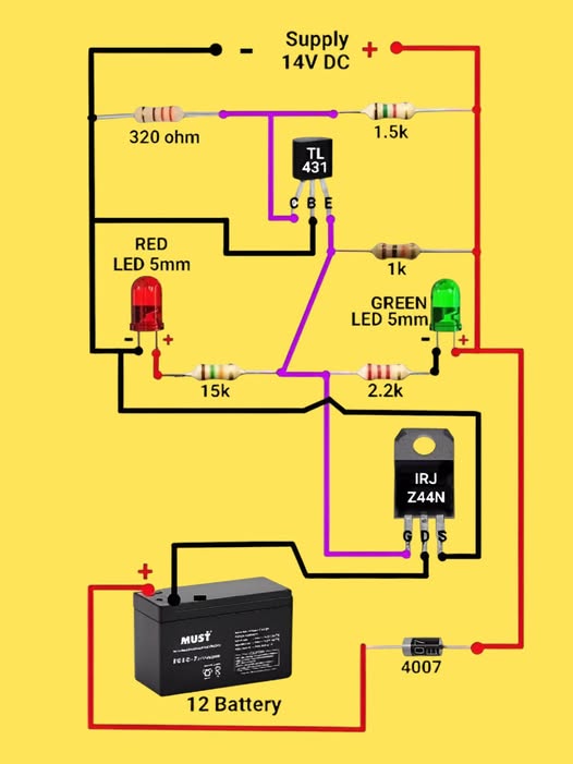 Mạch Sạc Pin Tự Ngắt 12V. Sơ đồ để bạn thực hiện điều đó. Circuito de cargador de batería de 12 V con desconexión automática. Diagrama para que lo hagas