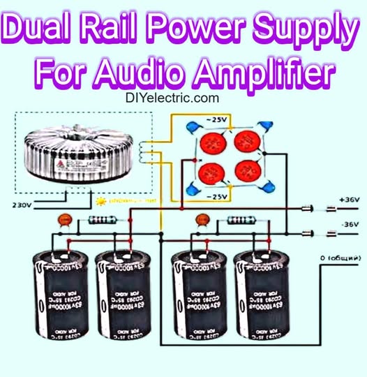dual rail power supply for audio amplifier
