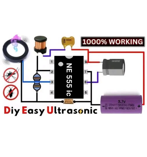DIY Easy Ultrasonic Pest Repeller Circuit Using NE555 IC Tự làm Mạch Đuổi Côn Siêu Âm Dễ Dàng Sử Dụng NE555 IC