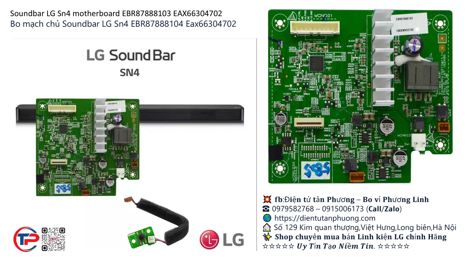 Soundbar LG Sn4 motherboard EBR87888104 EAX66304702 Bo mạch chủ Soundbar LG SN4 EBR87888104 EAX66304702