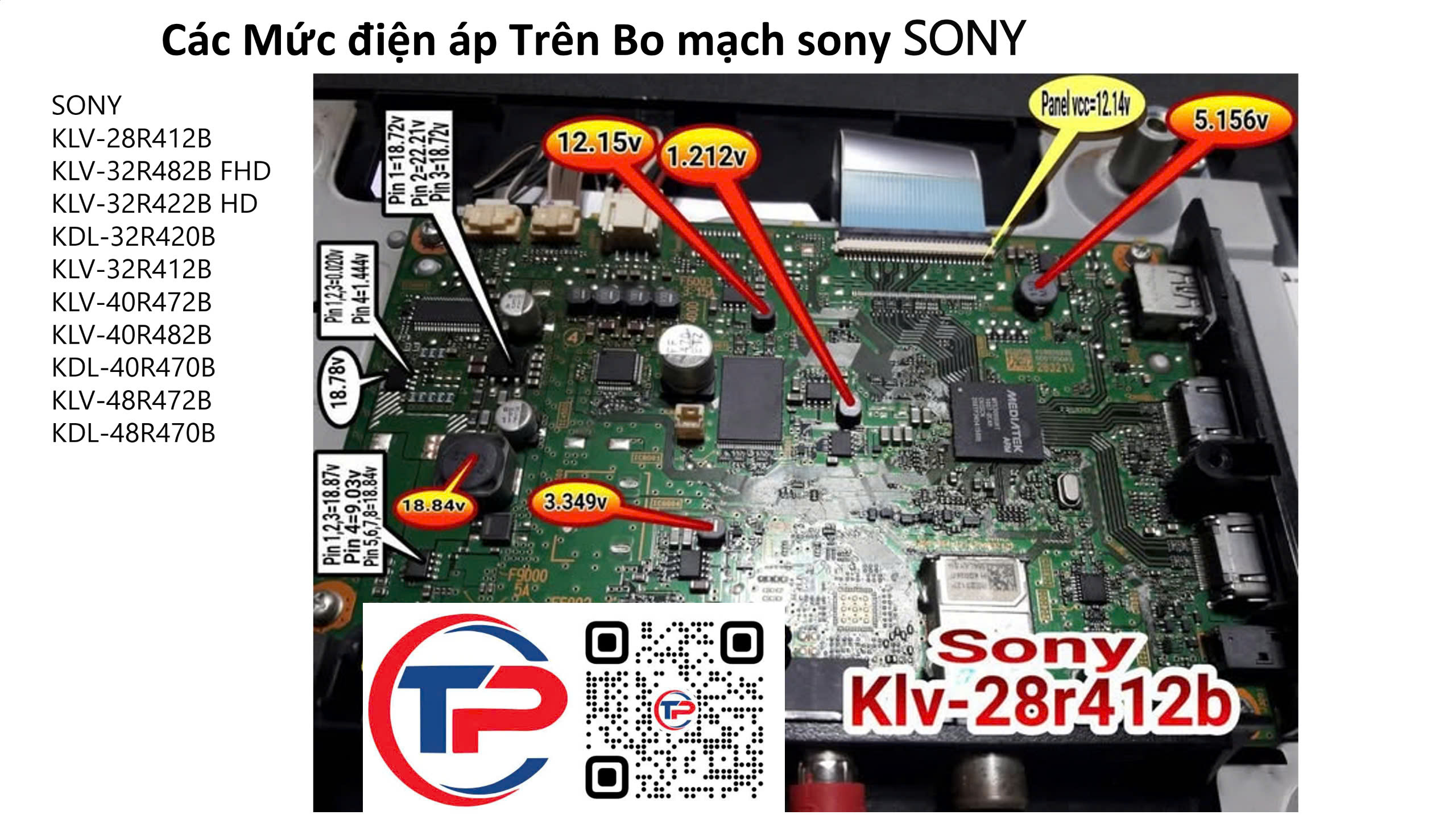 Các Mức điện áp Trên Bo mạch sony SONY